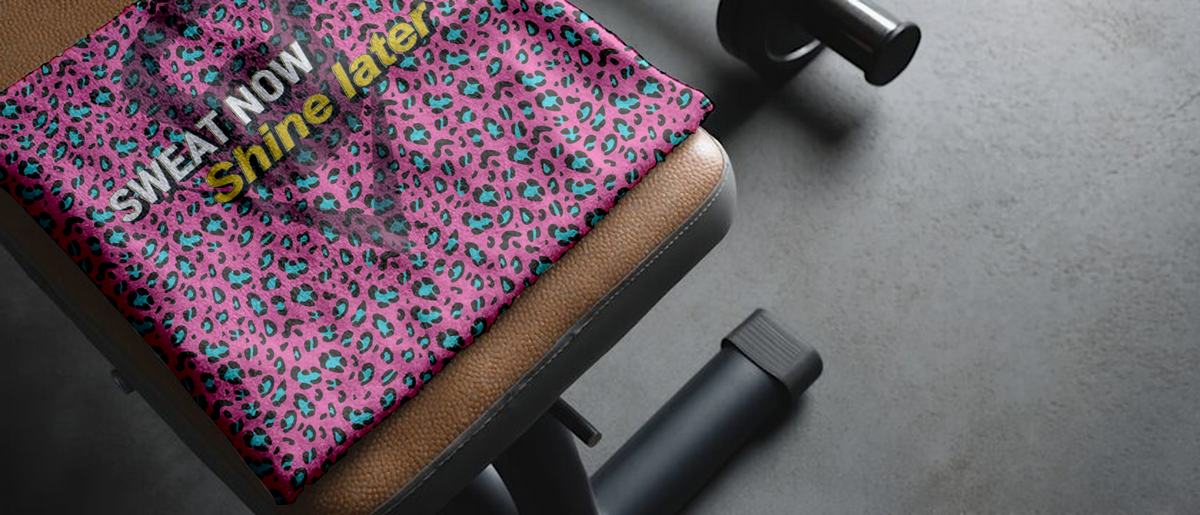 Sweat Now Shine Later Pink Leopard Personalised Towel